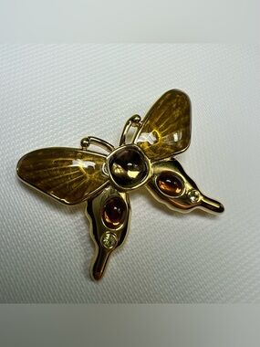 Monet Enameled Jeweled Butterfly Pin Brooch